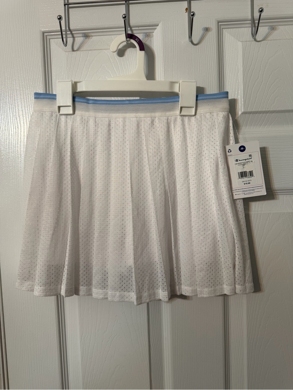 Champion White Mesh Skort with Light Blue Waistband